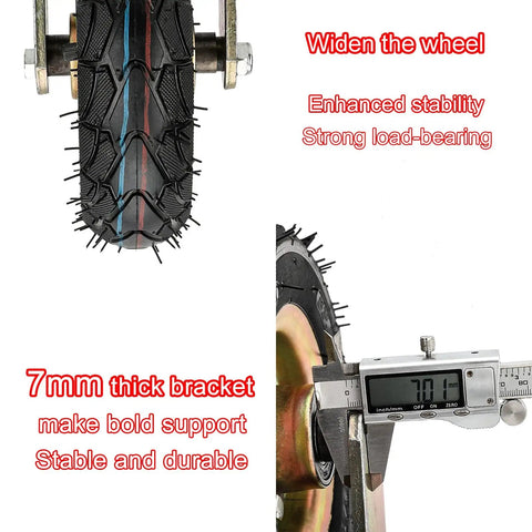Hardcore Heavy Duty Swivel Caster Set Of Two Built Tough Pneumatic Rubber Wheels With Sturdy Steel Plates showing wide tire for stability.