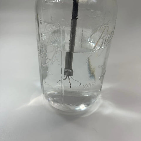 BlueEye Grabber Borescope With USB Camera And LEDs 1 Megapixel Head 6mm SemiRigid Probe in glass jar