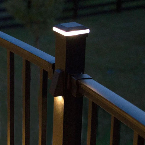 LED Aluminum Post Cap Light For 2.5 Inch Railing Posts With 360 Degree Illumination, Fits Light Hub System, 0.5W Low Power Exterior Deck Lighting, Available In Charcoal Black, Classic White, And Bronze