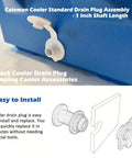 Durable Cooler Replacement Parts Kit With Plastic Hinges And Drain Plug Assembly For 1 Inch Shaft Length, displayed on cooler