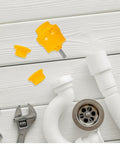 UKCOCO 7 Piece Water Threading Tap And Die Set Plastic Steel Multifunctional Diy Pvc Pipe Tool Kit For Easy Accurate Plumbing Installations with yellow and white fittings.
