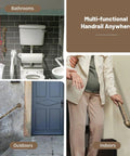 Heavy Duty Industrial Staircase Handrails 3 Ft Galvanized Pipe installed in bathrooms, outdoors, and indoors for secure grip and safety.