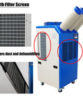 Rock Solid 220V Portable Air Conditioner With 22000 Btu Cooling Power showing filter screens and cooling exhausts for efficient air control.