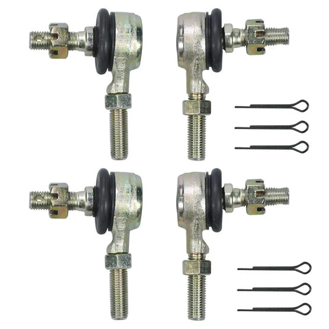 Left And Right Tie Rod Ball Joint Set 10mm Bolt For 50cc 70cc 90cc 110cc 125cc Chinese Quad ATV Go Kart Dirt Bike Moped Scooter Fits Tao Tao Coolster Baja Kazuma Roketa SunL Apollo Kymco And More. Four metal tie rod ball joints with pins