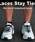 No Tie Shoelaces 2 Pack Elastic Bungee Laces With Adjustable Lock System For Kids And Adults Sneakers Perfect For Quick Slip On And Off Everyday Gym Golf Trail Run Black On Black on white sneakers