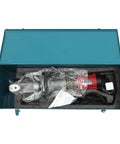 Inside a teal box, a new 1150W Hydraulic Electric Rebar Bender showing compact design for handling 4-25mm steel rods.