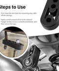 Heavy Duty Rubber Exhaust Hanger Kit 8 Pieces With 4 Hole Adjustable Muffler Hangers installation instructions shown