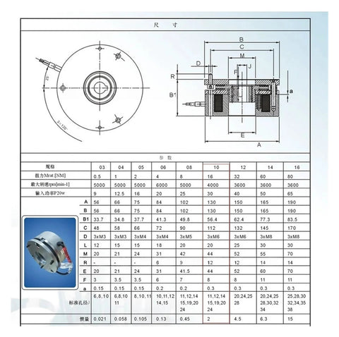 Mechanivis servo motor assembly holding brake BFK457-10, 195V, 25Nm; front view with mounting flange