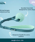 Mini Tuggi Ball Dog Toy with Stretchy Bungee Handle, lightweight durable foam ball for small dogs and puppies, 40cm length.