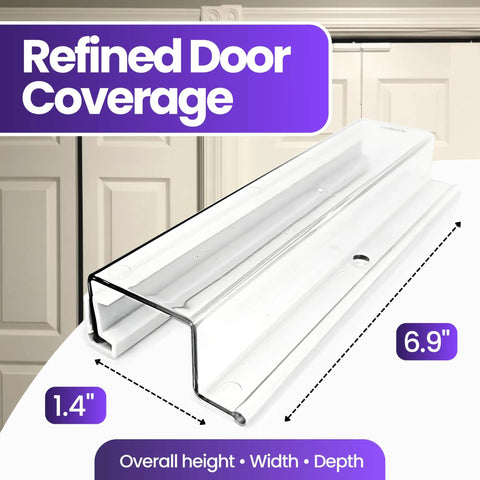 Slide-Lok Bi-Fold Door Lock Kid-Friendly Easy Install Child Safety Lock for Double Closet Doors shown with dimensions.