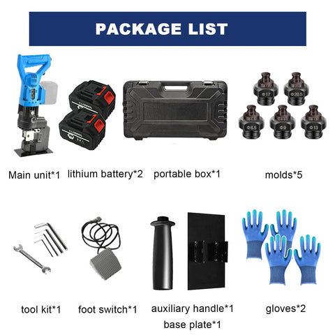 Built Tough Cordless Hydraulic Hole Puncher With Lithium Battery And Extra Dies For Snappy Steel Aluminum Copper Plate Cutting Up To 16 Ton Force Smooth Plug And Play Power Tool Kit With Safety Gloves Included Today