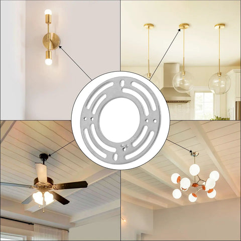 Heavy Duty 2 Pack Universal Fixture Mounting Brackets, 4 Inch Diameter Steel Round Crossbar With Screw, 50 Lb Rating For Ceiling Pendant Lights, Chandeliers, Wall Sconces, Barn Lights