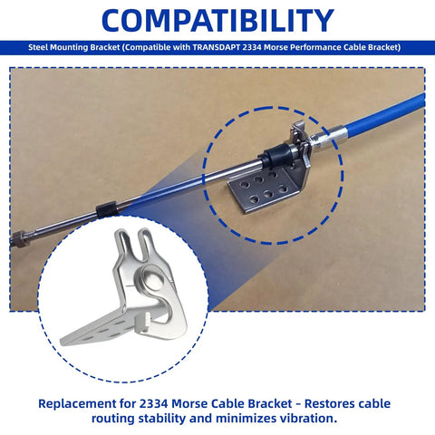 Throttle Cable Bracket For Automotive Installation With Broad Compatibility To TRANSDAPT 2334 Bracket And Dometic Boat Clip Assemblies 036174 035531 031419 Durable Mount For Secure Throttle Cable Routing And No Fuss Boat Or Car Setup., steel bracket mounted on throttle cable