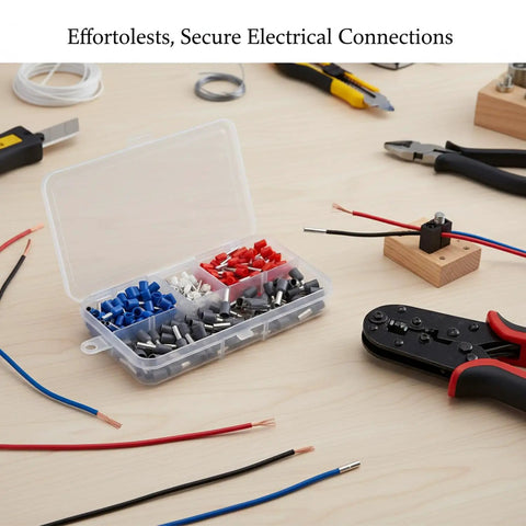 Super Cool 200 Piece Wire Ferrule Kit With Tinned Copper Crimp Connectors And Assorted Pre Insulated Electrical Tube Terminals Perfect For Stranded Wires Stored In A Handy Box, open kit