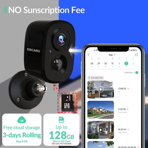 Wireless Outdoor Security Camera With Rechargeable Battery, WiFi AI Motion Detection, Two Way Audio, Night Vision And Spotlight