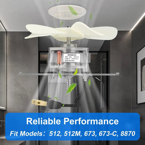 Bathroom Exhaust Fan Motor And Blade Upgrade For 80 CFM Quiet Ventilation 4 Point 0 Sones Direct Replacement Compatible With 512 512M 673 673 C 8870 Models Beefing Up Airflow While Keeping It Quiet, showing fan components.