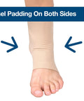 Ankle Bone Protection Socks With Gel Pads For Boots And Skates, showing beige sleeve with gel padding on both sides of the foot.