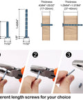 Diagram and steps showing screw lengths and trimming for Oil Rubbed Bronze Cabinet Pulls Set 25 Pack 5 Inch Overall Length With 3 Inch Hole Centers.