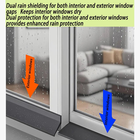 Heavy Duty Self Adhesive Rubber Rain Drip Guard For Doors And Windows 9 Feet protecting interior and exterior windows from rain.