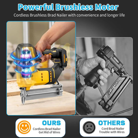 Pro Level Cordless Brad Nailer And Staple Gun Set Built With Brushless Motor For Woodworking And Home Remodeling Loads Up With 1000 Fasteners To Knock Out Tough Diy Projects Like A Badass Straight Shooter