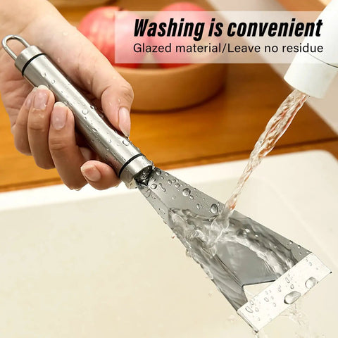 Non Slip Fruit Carving Knife With V Shape Channel And Triangular Blade being washed under running water in kitchen sink