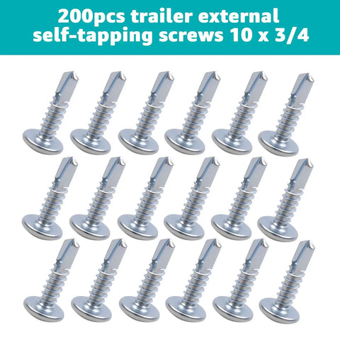 10 X 3/4 Inch Self Tapping Sheet Metal Screws For Enclosed Trailers displayed in a bulk pack of 200 units.