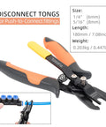 Push To Connect Fittings Disconnect Tong Tool For Easy No Sweat Removal Of Push Fit Pneumatic Fittings In Tight Spaces Fits 1/4 And 5/16 Inches 6mm And 8mm Quick Connect Air Hose Fittings Removal Tool, black and orange