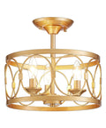 3 Light Farmhouse Semi Flush Mount Ceiling Light With Gold Finish For Kitchen Hallway Living Room And Bedroom, Rustic Modern