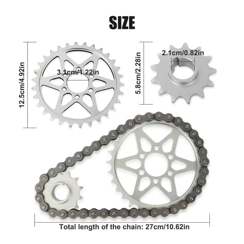 Drive Sprocket Chain Kit 420 Chain Conversion With 30T Front Sprocket And 13T Rear Sprocket dimensions for Sur Ron Light Bee X Segway X160 X260 Dirt Bikes