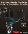 Camera setup with NP-F Battery Plate with Quick Release and Arca-Swiss Mount, Dual DC Output for DSLR cameras, not for Canon R5 C.