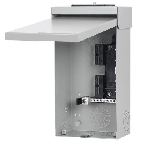 Side view of 4 Space 8 Circuit 125 Amp Outdoor Load Center With Type 3R Enclosure And Flush Surface Cover UL Listed CSA Approved