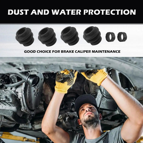 Mechanic using 4Piece Caliper Pin Boot Kit With High Elasticity Brake Caliper Slide Pins Rubber Sleeves And O Rings Heavy Duty Kit