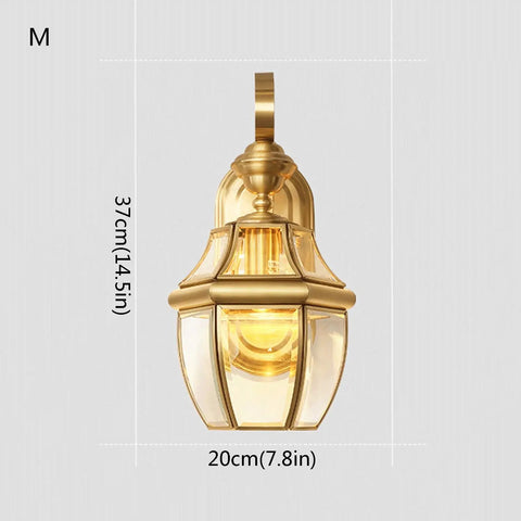 Retro Copper Wall Sconce Top Shelf All Metal Casting Dry Rated For Bedrooms Hallways And Porches Rock Solid Fixture, 37cm x 20cm.