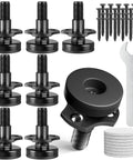 12 Pack Adjustable Leveling Feet With Large Base And T Nut Kit For Sofas Tables Cabinets And Chairs Beefy Heavy Duty Leg Levelers Support Up To 1320 Lbs Three Eighths Inch Sixteen Thread And Quarter Inch Twenty UNC with screws and wrench.