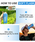 Soft TPU Water Bottle 480ml BPA Free Collapsible Leak Proof Hydration Flask For Running Vests Marathon Hiking And Cycling in use