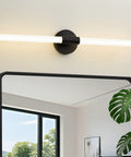 Lit 360 Degree Dimmable LED Bathroom Vanity Light Bar Over Mirror Matte Black 30 Inch Hardwired Modern Wall Sconce 4000K