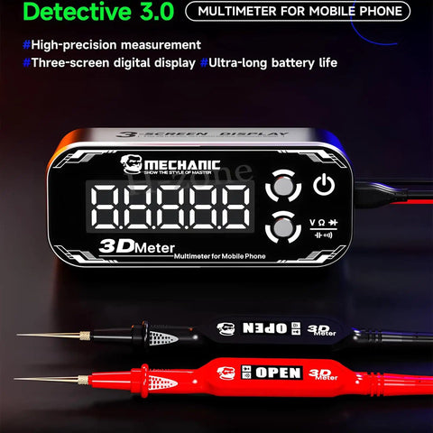 Detective 3.0 3D Meter Multimeter With 3D Triple Display For Mobile Phones And PCBs Ultra Precise Digital Tester front view