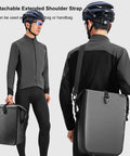 Cyclist carrying Rainproof Bike Rack Pannier Bag With Reflective Strips And Buckle, Adjustable Straps on shoulder