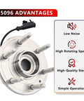 4WD Front Wheel Hub and Bearing Assembly That Fits Cadillac Escalade, GMC Yukon, Chevy Tahoe, 2007 to 2014, showing advantages