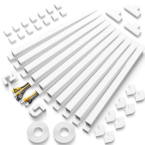 Cable Hider For Walls 315 Inch Long Cord Covers For 2 To 3 Wires On Wall TV Cords Paintable Wire Covers Kit contents on display