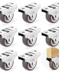 No Sweat Setup One Directional Fixed Caster Wheels Rock Solid Low Profile Rigid Plate Smooth Roll 1 5 Inch Heavy Duty 8 Pack shown in close-up.
