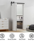30 Inch Bi Folding Sliding Barn Door Hardware Track Kit with Smooth Quiet Operation installed in modern bedroom