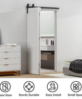 Bi Folding Sliding Barn Door Hardware Track Kit 48 Inch With Side Mounted Black Rollers for Double 22 Inch Bifold Doors in bedroom