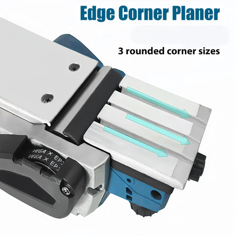 Heavy Duty Cordless Electric Hand Planer, 850W Brushless Wood Plane With Edge Corner Guide, 15000 RPM Straight Shooter Cuts, close-up view of edge corner guide.