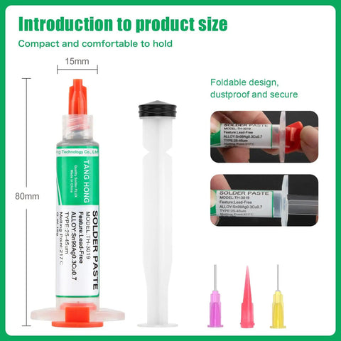 Hot Temp Lead Free Solder Paste Sn99 Ag0.3 Cu0.7 For Electronics No Clean 217C Melting Point Solder Paste Syringe Pack 5ML