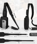 Sling Crossbody Bag With Zipper Lock And RFID Blocking Water Resistant Material Dual Anti Theft Design with adjustable strap diagram.