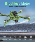 4K GPS Drone With Camera For Adults Obstacle Avoidance 5G FPV Transmission Brushless Motor in army green in flight