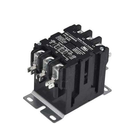 Three Pole 40 Amp 240V HVAC Contactor With UL Recognized A2L Compliance Siemens 42CF35AG Equivalent showing front angle with terminals