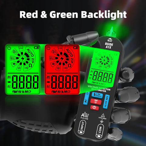 Rechargeable Digital Multimeter Tester With Smart Mode And Red Green Backlight For DIYers with vivid backlit displays