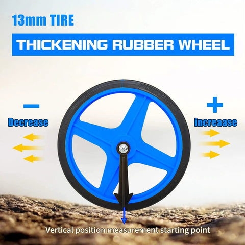 Compact 6 Inch Measuring Wheel For Quick Distance Check In Feet On The Job showing thickening rubber wheel with TPR tire